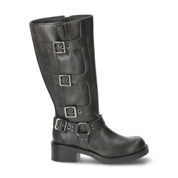 NWT! Madden NYC Women's Faux Leather Tall Moto Boots Dark Brown SIZE 6 No Box - Picture 2 of 15